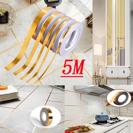 50M เส้นตกแต่งสแตนเลสสีทองเส้นตกแต่งสําหรับ Wall & Ceiling Gold Strip แถบโลหะ
