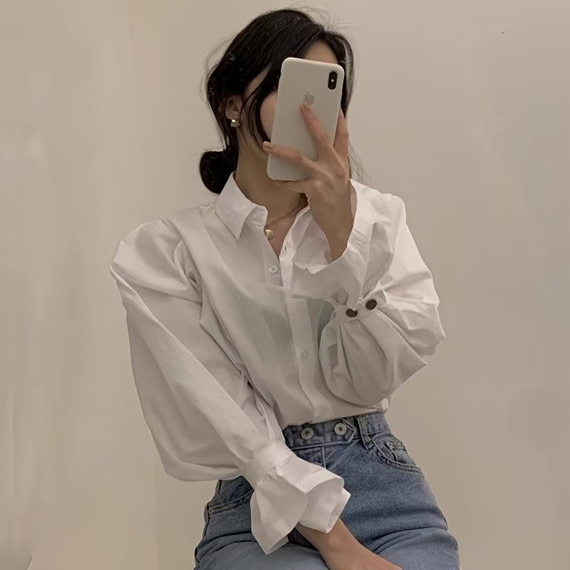 สไตล์เกาหลีผู้หญิงสุภาพสตรีเสื้อแขนยาวหลวมเสื้อ ราคา ถูกที่สุด ดีลบีเคเค แกลเลอรีภาพที่ 2