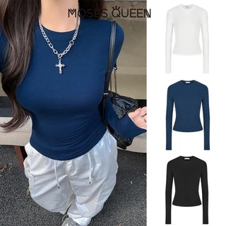 < MOSESQUEEN > 2025 ฤดูร้อนใหม่เสื้อผ้าผู้หญิงเสื้อยืดแขนยาวหลวมและ Breezy, ป้องกันแสงแดด, หรูหราและกระชับสัดส่วนด้านบน #62220