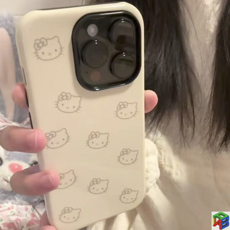 Kitty Cat Iphone16/16E/17promax Apple 15pro เคสโทรศัพท์ 14pro ป้องกันการตก 13promax 11/12 7/8Plus สองชั้น