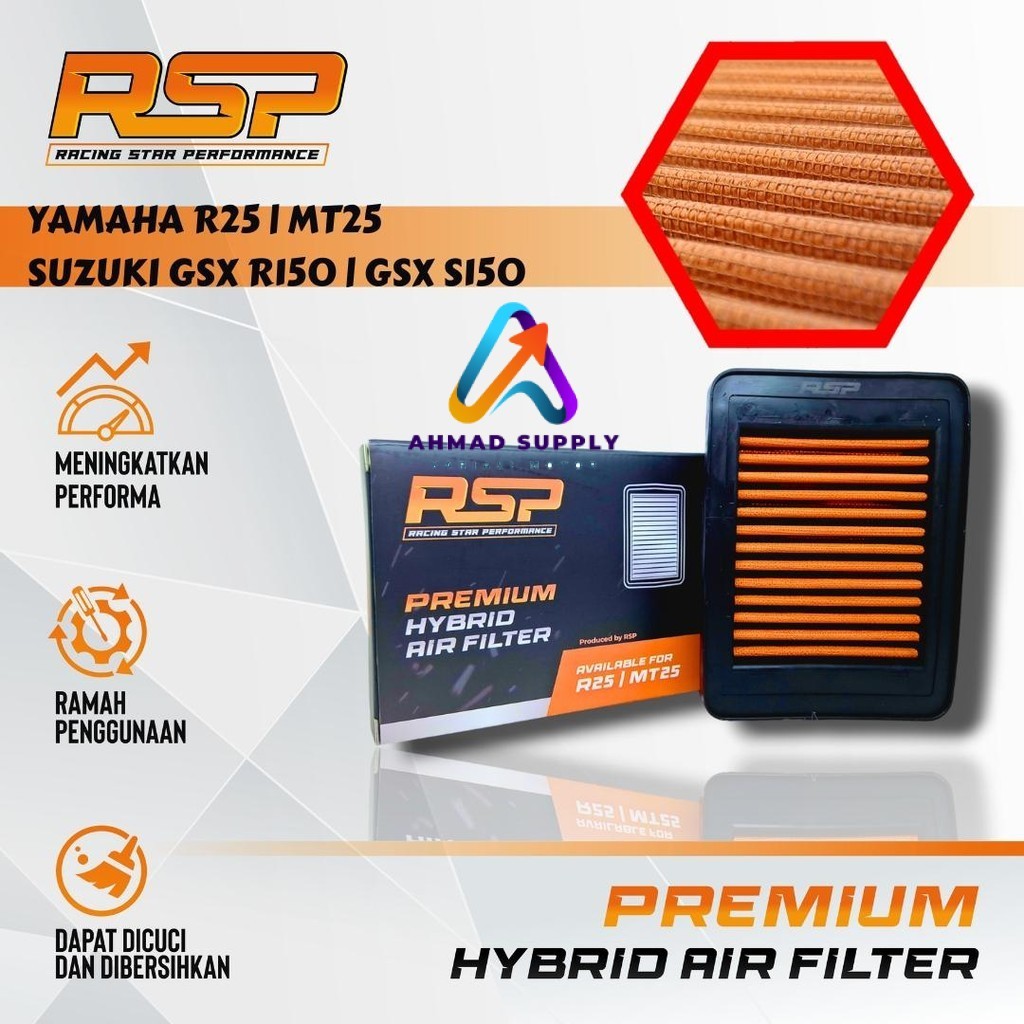 SUZUKI กรองอากาศมอเตอร์ไซค์ Yamaha R25 | MT25 | ซูซูกิ GSX R150 | GSX S150 - RSP