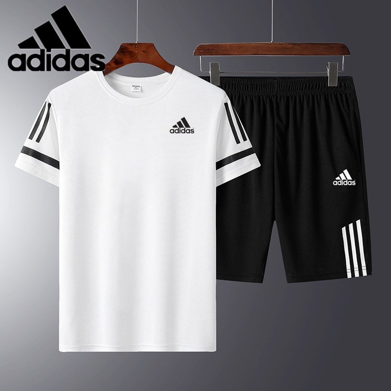 (เสื้อยืด+สั้น) 2025 เสื้อยืดผ้าไหมน้ําแข็งสปอร์ตสําหรับผู้ชายแห้งเร็วกางเกงขาสั้นลําลองกางเกงสําหรับผู้ชายชุดเทอร์โนสําหรับผู้ชาย #KL-810-AD