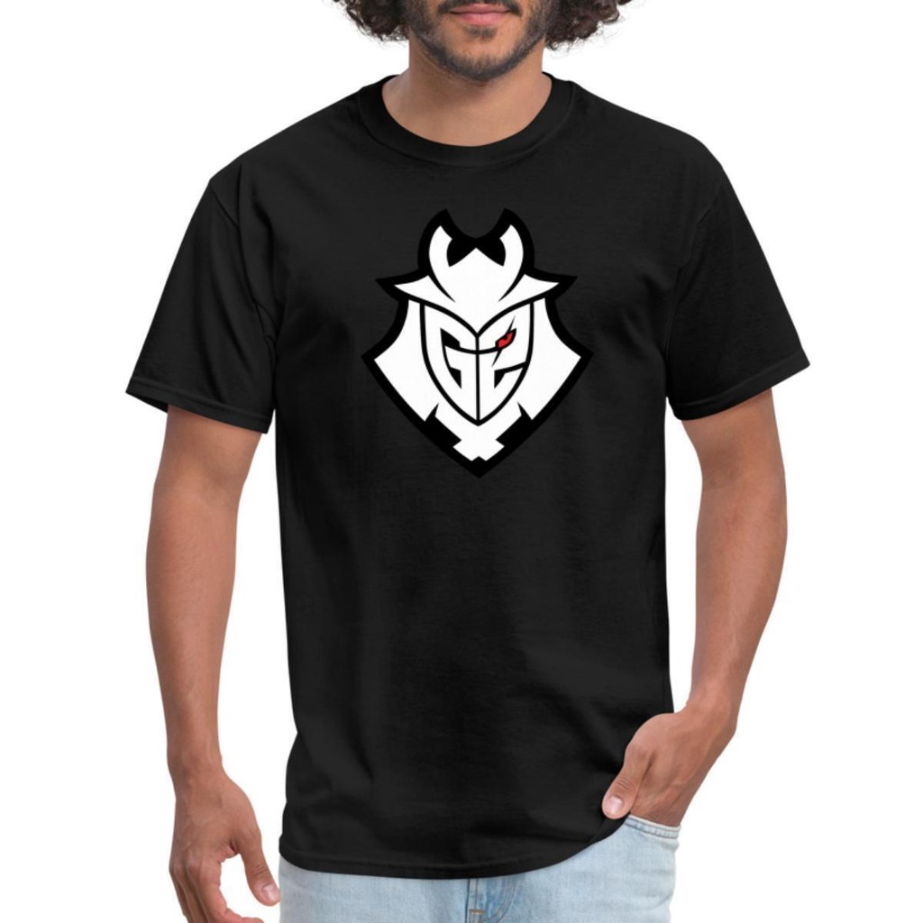 G2 Esports โลโก้เส้นสีดําเสื้อยืดชายเล็ก O-คอฤดูร้อนผู้ชายสไตล์ใหม่ Tops Casual Streetwear