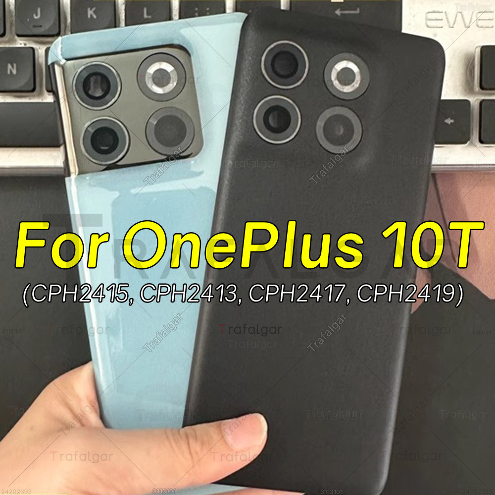 กระจกฝาหลังแบตเตอรี่สําหรับ Oneplus 10T 5G ด้านหลังแผงประตูกรณีเปลี่ยนเลนส์กล้อง + กาวติดตั้ง