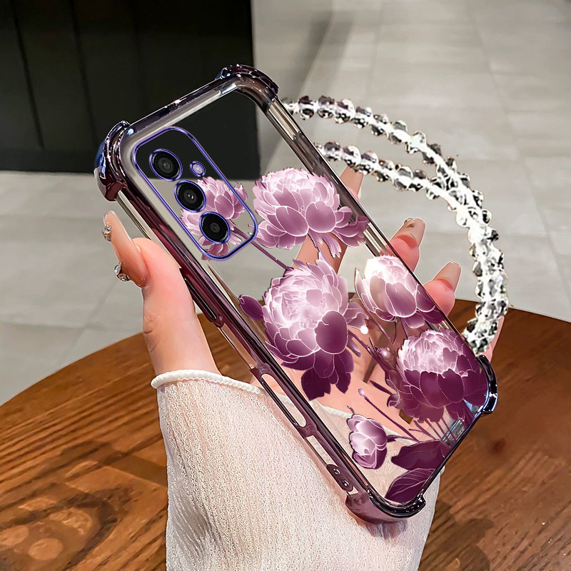 กันกระแทก case สําหรับ Samsung A15 A16 A36 A55 A56 5G เคสโทรศัพท์ Purple Lotus สร้อยข้อมือล่าสุด 2025 ดีไซน์ใหม่ softCase SZ03