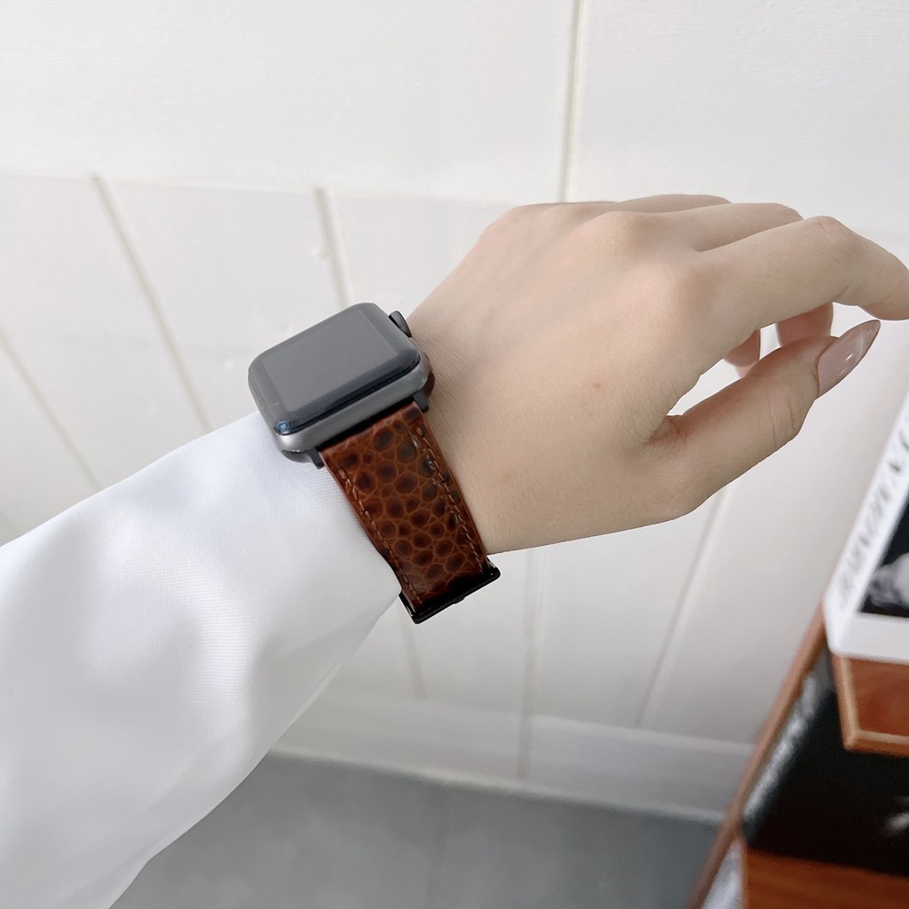 สายนาฬิกาข้อมือ สําหรับ applewatch7 Apple Watch iwatch654321สายนาฬิกาข้อมือ สายหนังจระเข้ ขนาด 20 เมตร 22 เมตร