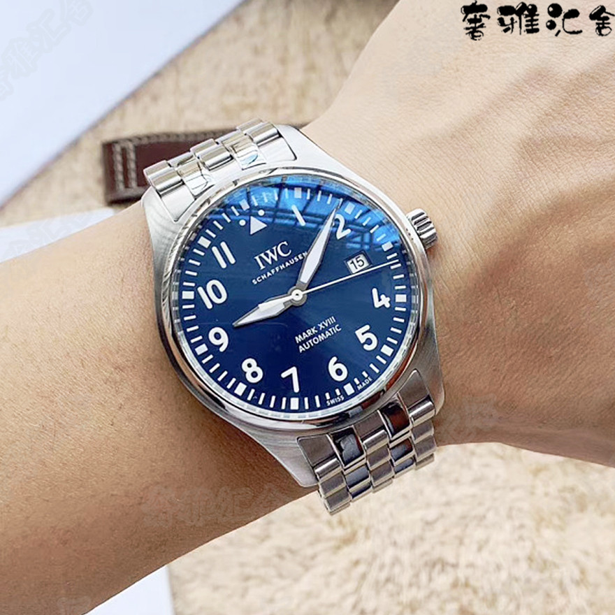 Iwc IWC Watch 40MM Pilot Automatic Mechanical Men 's Watch IW327016พื ้ นผิวเหล ็ กสีน ้ ําเงินทั ้ งหมด