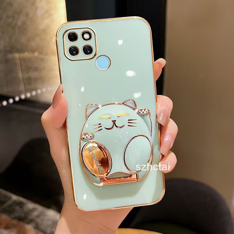 เคส realme c21y c25y c21 เคส แมวหาโชค โทรศัพท์ เคสโทรศัพท์พร้อมขาตั้งแมวกวัก เคสโทรศัพท์ realme c21y