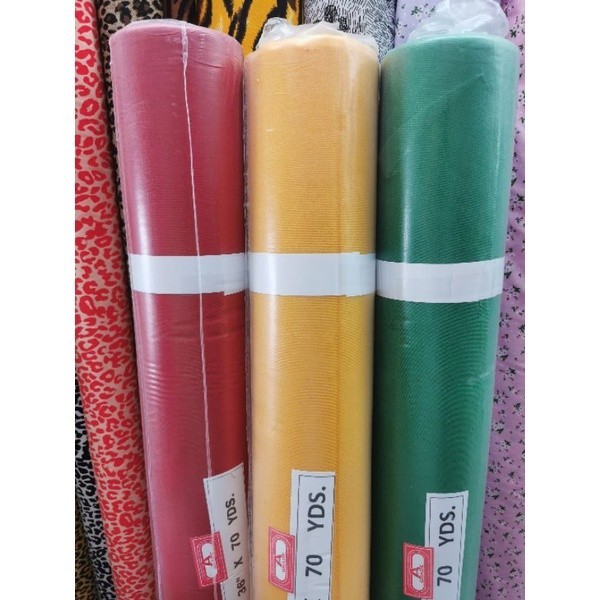 ยกม้วนราคาถูก  ผ้าแพร ผ้า3สี 7สี ผูกศาล ตกแต่งชุด ตัดคลอสเพลย์