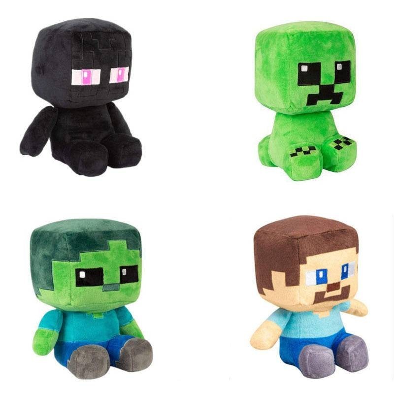 ตุ๊กตาของเล่น รูป Minecraft Creeper Zombie สีดํา