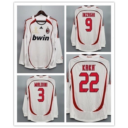 2006 2007 AC Milan Away เสื้อกีฬา แขนยาว สไตล์เรโทร สําหรับผู้ชาย