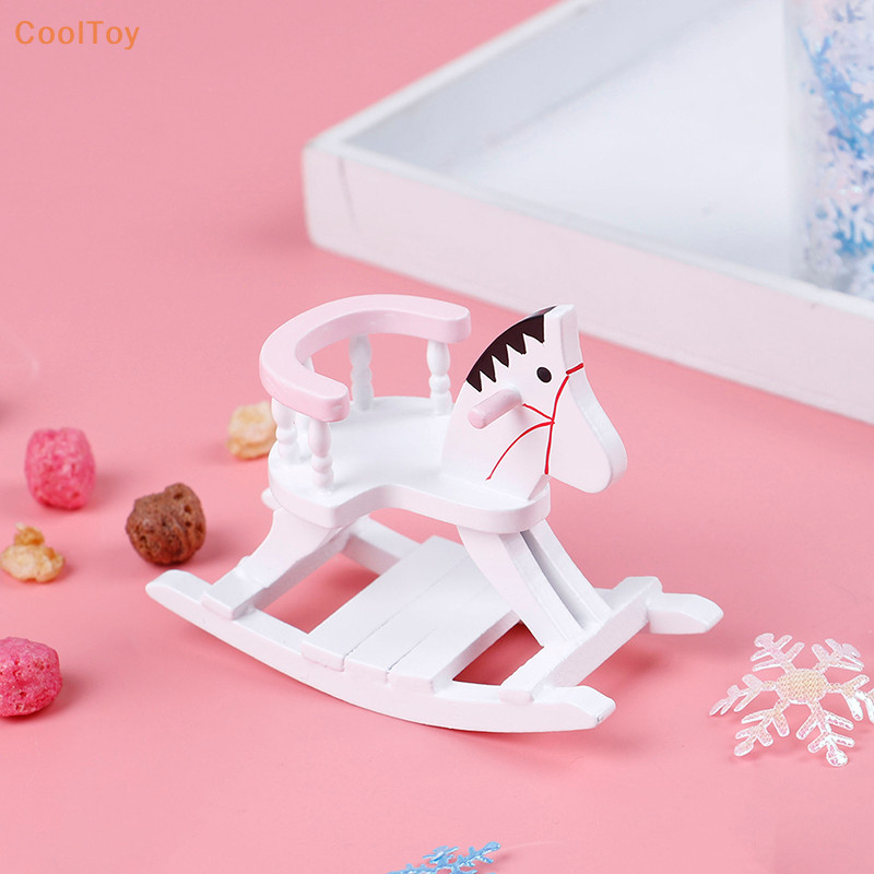 Cooltoy เก้าอี้ม้าโยกจิ๋ว สีขาว สําหรับตกแต่งบ้านตุ๊กตา 1:12