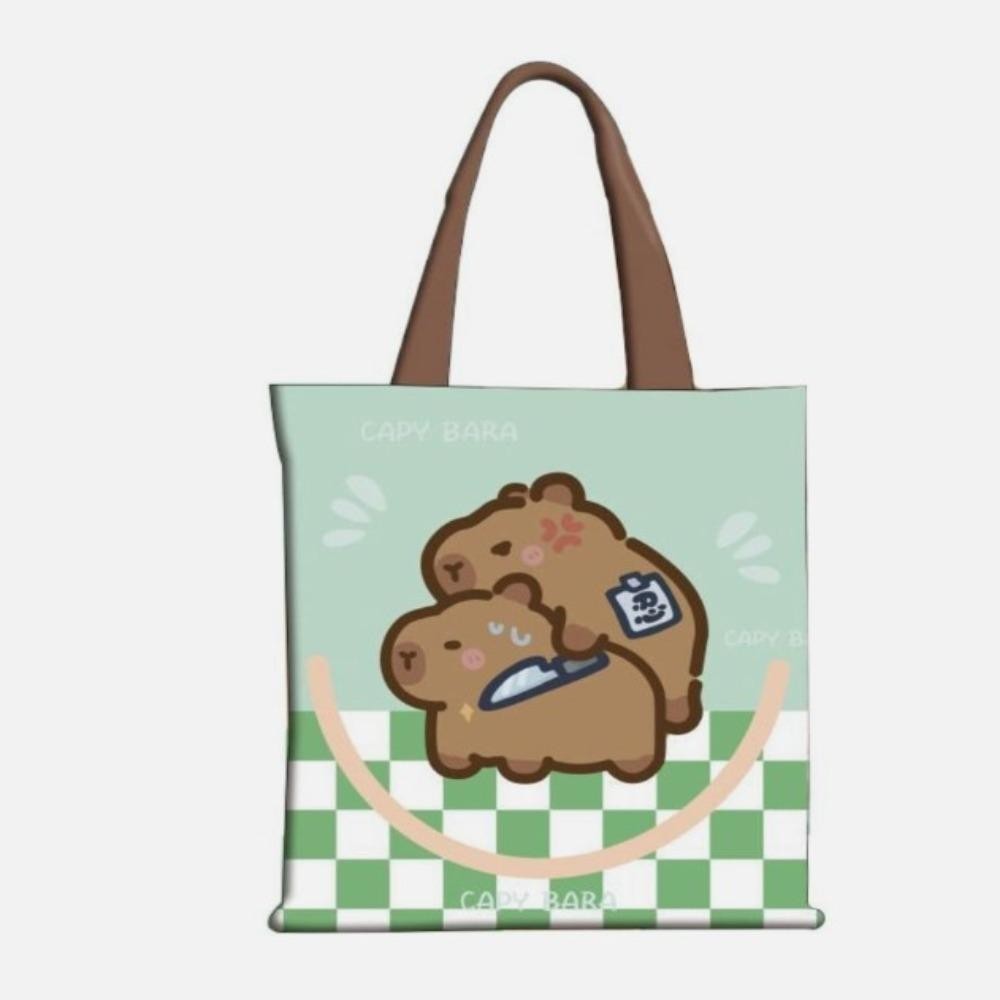 Tonfashion Tote Bag, กระเป๋า Capybara ที่ทนต่อการสึกหรอความจุขนาดใหญ่, กระเป๋านักเรียนผ้าใบ