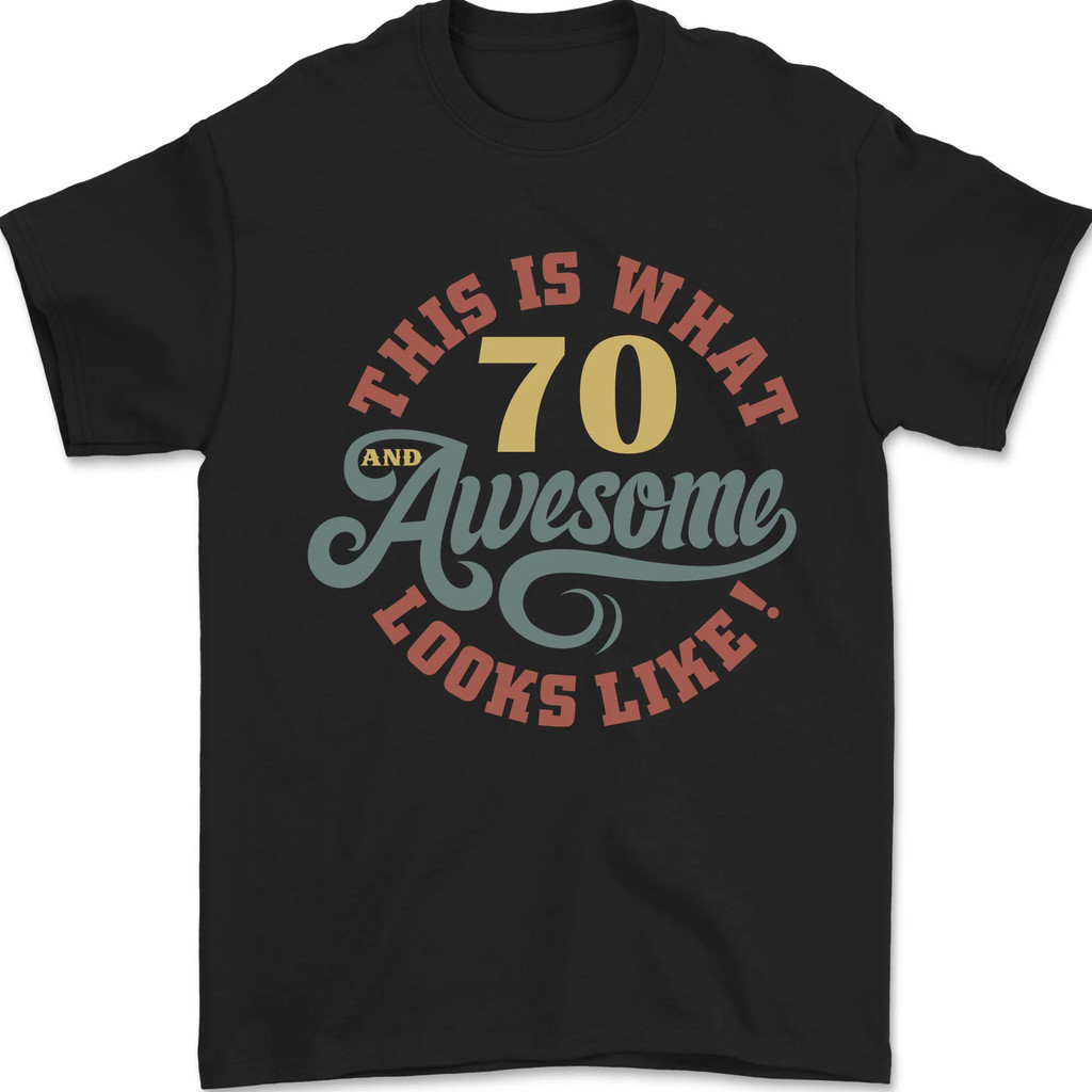 70Th Birthday 70 Year Old Awesome Looking Like Mens T-Shirt 100% Cotton