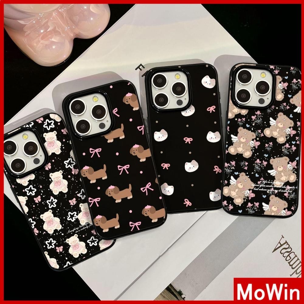 Mowin - สำหรับ iPhone 15 Pro Max เคส ไอโฟน สีดำมัน TPU ซอฟท์เคส กันกระแทกกล้องป้องกัน สัตว์น้อยน่ารัก เข้ากันได้กับ iPhone 14 13 12 Pro Max 11 XR XS Max 7 8 Plus