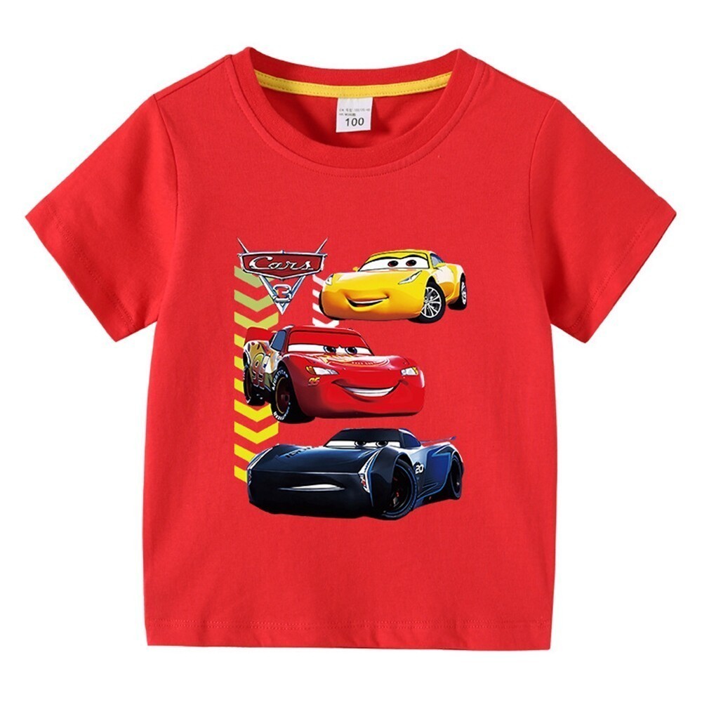 childrenเสื้อผ้ายานพาหนะรถยนต์ Lightning Mcqueen 95เสื้อผ้าเสื้อยืดงานเลี้ยงวันเกิดท็อปส์ประเดิมเด็กการ์ตูนเสื้อ