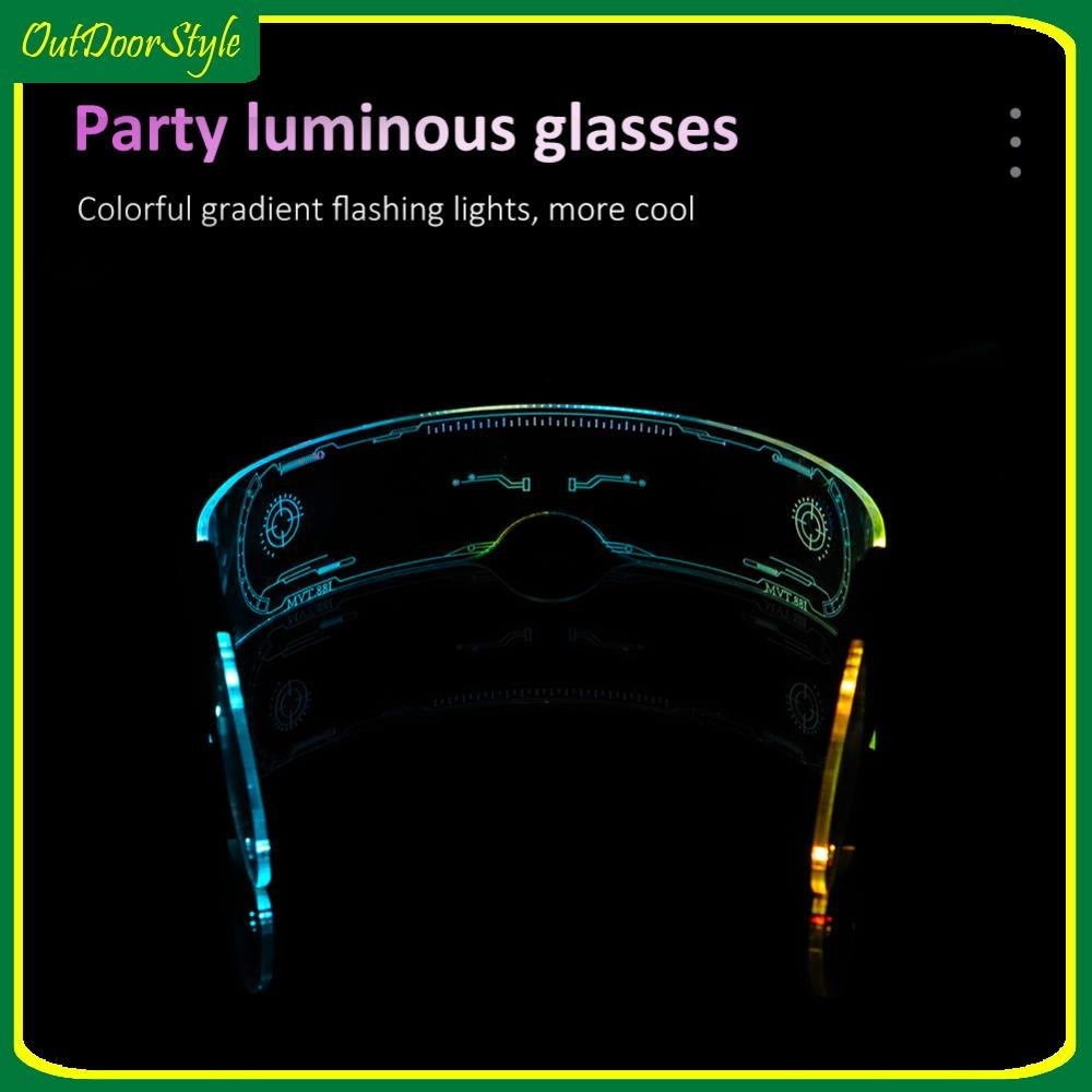[ สไตล ์ กลางแจ ้ ง ] ความแปลกใหม ่ EL Wire Luminous Glasses LED Neon DJ ปีใหม ่ Light Up Visor แว ่ นตา