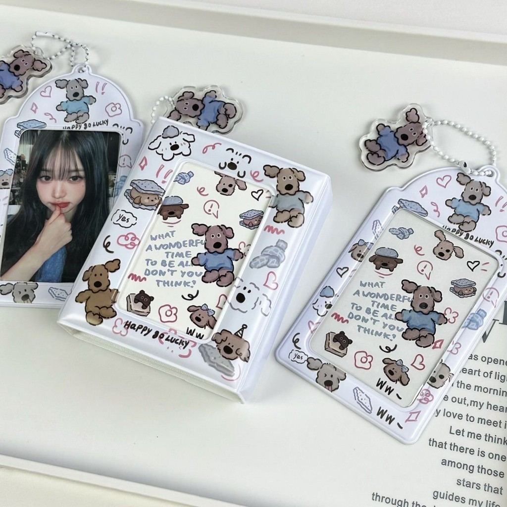 Ins Graffiti Milky Blue Puppy Card Holder Card Case 3 นิ้ว Organizer Book น่ารัก Puppy Lunch Card ID Holder
