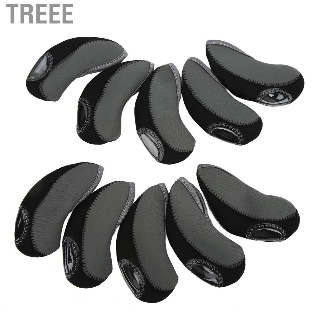 Treee 10 ชิ้น Iron Club Head Cover ชุด Golfin Headcover Rod ฝาครอบป้องกันY