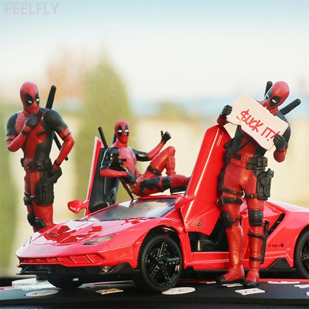 Feelfly Cool ตัวอักษร Deadpool Action รูปเครื่องประดับภายในรถอะนิเมะ Fingurine ตกแต่ง PVC คอลเลกชันของเล่น V3Z5
