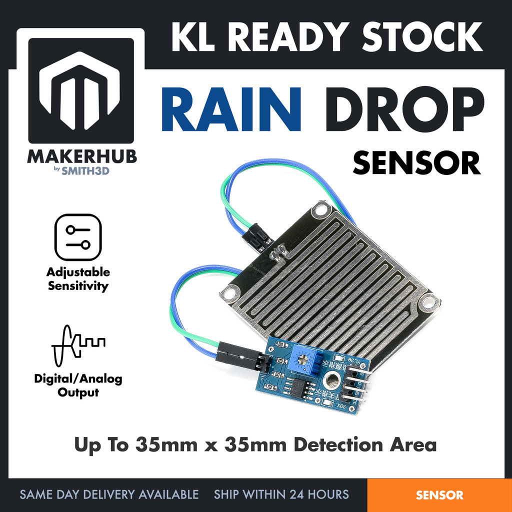 เซ็นเซอร์ Raindrops โมดูลเซ็นเซอร์หยดน้ํา ความไวสูง สําหรับการใช้งาน Arduino IOT