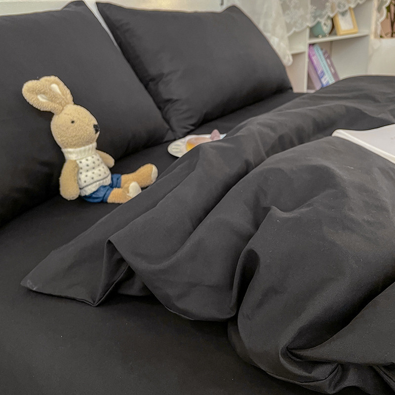 1 PC Pure Black Quilt Cover Simple Style Brushed Quilt Case Single Double Queen King Size ผ้าห่ม Cover - รูปที่ 2