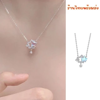 ร้านไทยพร้อมส่ง✨ สร้อยคอ โซ่ จี้รูปดาว ประดับเพชร สร้อยเงิน สวย หรูหรา สไตล์เกาหลี N175