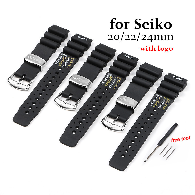 20 มม.22 มม.24 มม.สายนาฬิกาซิลิโคนสําหรับ Seiko น ้ ํา Ghost Nd จํากัดยางนาฬิกาแหวนโลหะดําน ้ ําสร ้ อยข ้ อมือโลโก ้