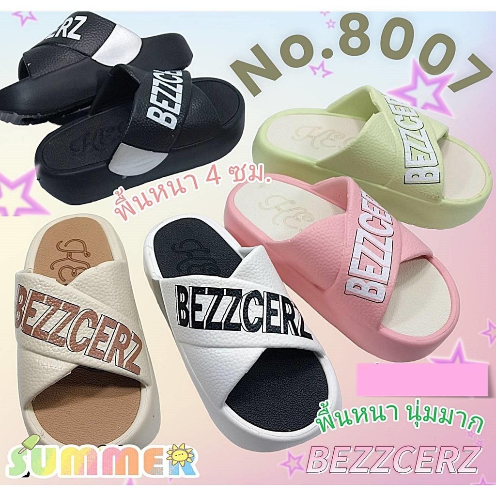 รองเท้าแตะสวม EVA พื้นหนาสายไขว้ลายBEZZCERZ No.8007