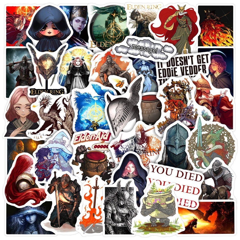 Y&P| ชุดสติ๊กเกอร์ Elden Ring เกมชุดสติกเกอร์กราฟฟิตีกันน้ำ, 50 แผ่น/ชุด