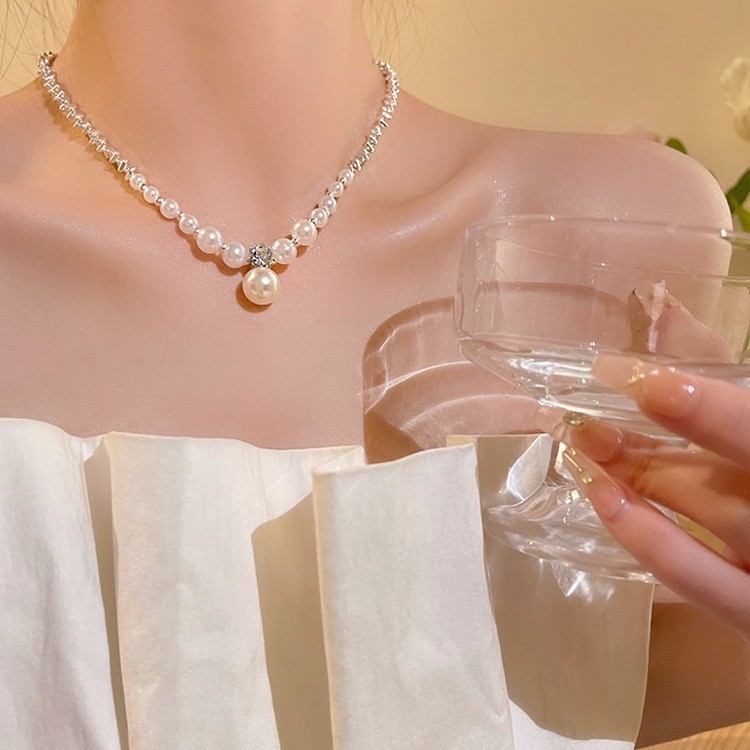 สร ้ อยคอจี ้ มุกหญิงแสงหรูหราฤดูร ้ อนระดับตรวจจับโซ ่ กระดูกไหปลาร ้ า