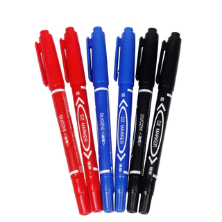 ปากกามาร์กเกอร์ มี 2 หัว ไม่ซีดจาง ปากกาเขียนกล่องไปรษณีย์ ปากกากันน้ำ สีน้ำเงิน สีดำ สีแดง