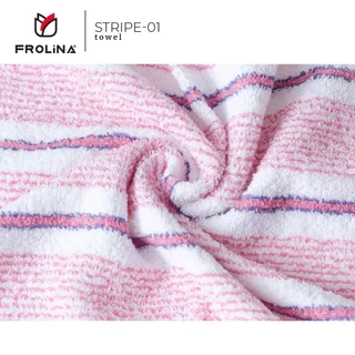 Frolina ผ้าเช็ดตัว ผ้าขนหนูเช็ดตัว ผลิตจากใยฝ้ายธรรมชาติ ขนาด 24x48 นิ้ว ดีไซน์ Stripe01