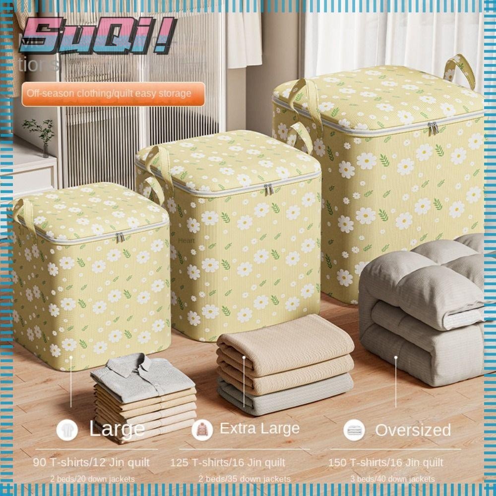 Suqi Daisy Quilt Storage Bag, Clothes Sorting Storage Bag Folding Clothes Storage Bins, Creativity Moving Packing Bags Large Capacity Handles Storage Bag