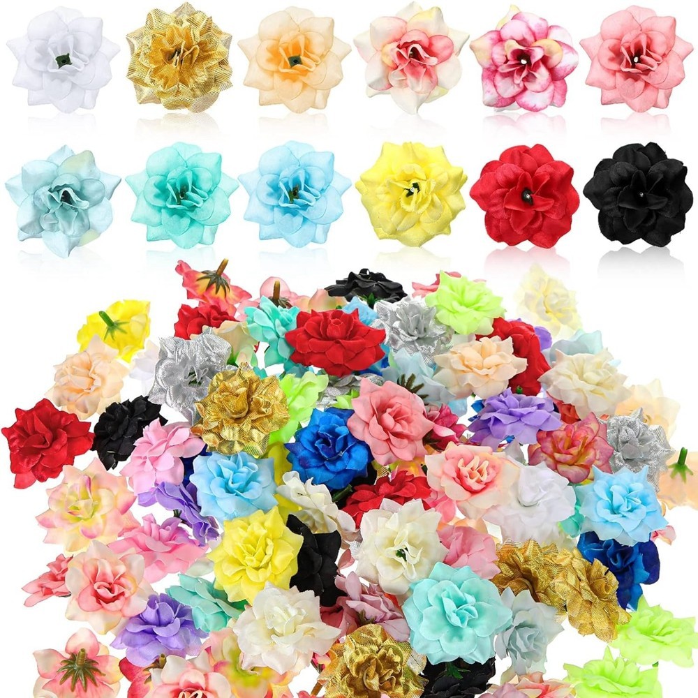 10ชิ้นปลอมผ้าไหมกุหลาบหัวจํานวนมาก1.77นิ้วประดิษฐ์กุหลาบหัวที่มีสีสันมินิดอกไม้สําหรับงานฝีมือดอกไม้งานแต่งงานผนัง ทําเอง ช่อดอกไม้ตกแต่งบ้าน