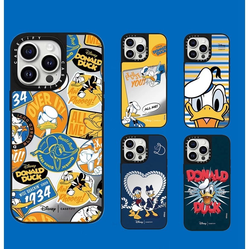 Magnetic CASETiFY Disney Donald Duck สําหรับ iPhone 11 12 13 14 15 Plus Pro Max Hard Mirror Case Cov