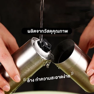 เครื่องบดกาแฟมือสแตนเลส อุปกรณ์บดแตนเลส สำหรับเมล็ดบดกาแฟส กระบอกบดเมล็ดกาแฟ แบบมือหมุน สีเงิน