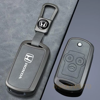 กระเป๋ากุญแจรถยนต์ honda โลหะและหนังกุญแจรถสําหรับ Honda Civic Accord Fb พับ Key,รีโมทคอนโทรลกุญแจรถกรณี