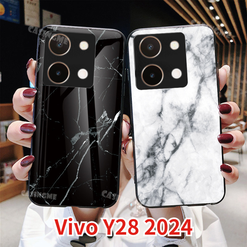 Vivo Y28 2024 กระจกนิรภัยเคสโทรศัพท์กันกระแทก Soft Hard สําหรับ Vivo Y28 4G VivoY28 28Y Y 28 Y18 4G Y38 5G 2024 Soft TPU Edge ฝาหลัง