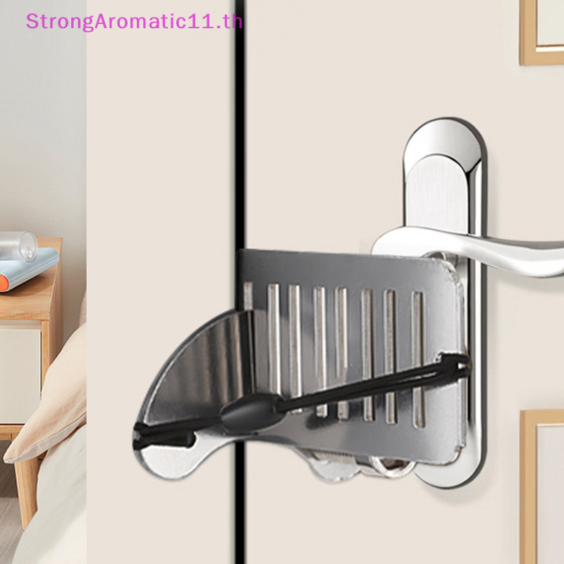 Strongaromatic แบบพกพาประตูล็อค Punch-ฟรี Security ประตู Locker Safety Latch ล็อคโลหะ Home Room Hotel Travel Anti Theft ประตู Stopper เครื่องมือ TH