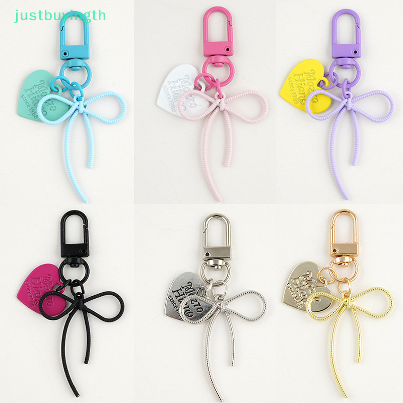 [JBTH] แฟชั่น Simple Bow Heart พวงกุญแจสําหรับผู้หญิงสาวมีสไตล์โทรศัพท์มือถือหูฟังอุปกรณ์เสริมกระเป๋าจี้ตกแต่งของขวัญ [JB]