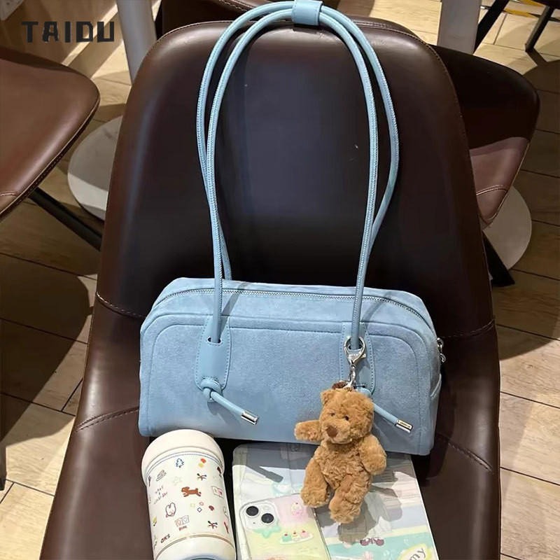 Taidu High Sense Boston Bag ความจุขนาดใหญ ่ สบายๆแบบพกพา Commuter 's All-Matching Shoulder Baguette Bag