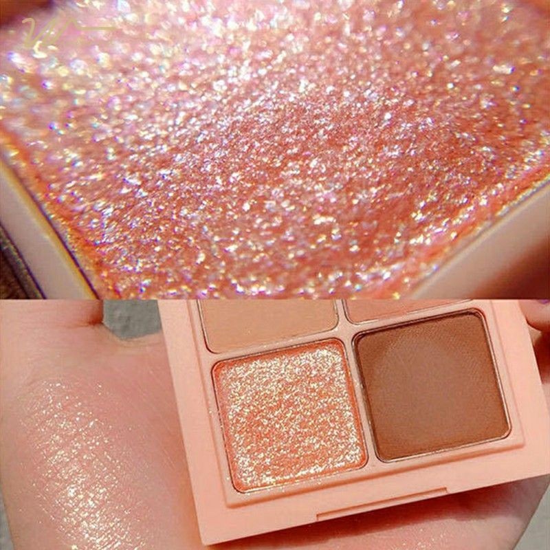 [Windind]อายแชโดว์สี่สี Earth Color Pearlscent Frosted Glitter นักเรียนกันน้ำ-ww