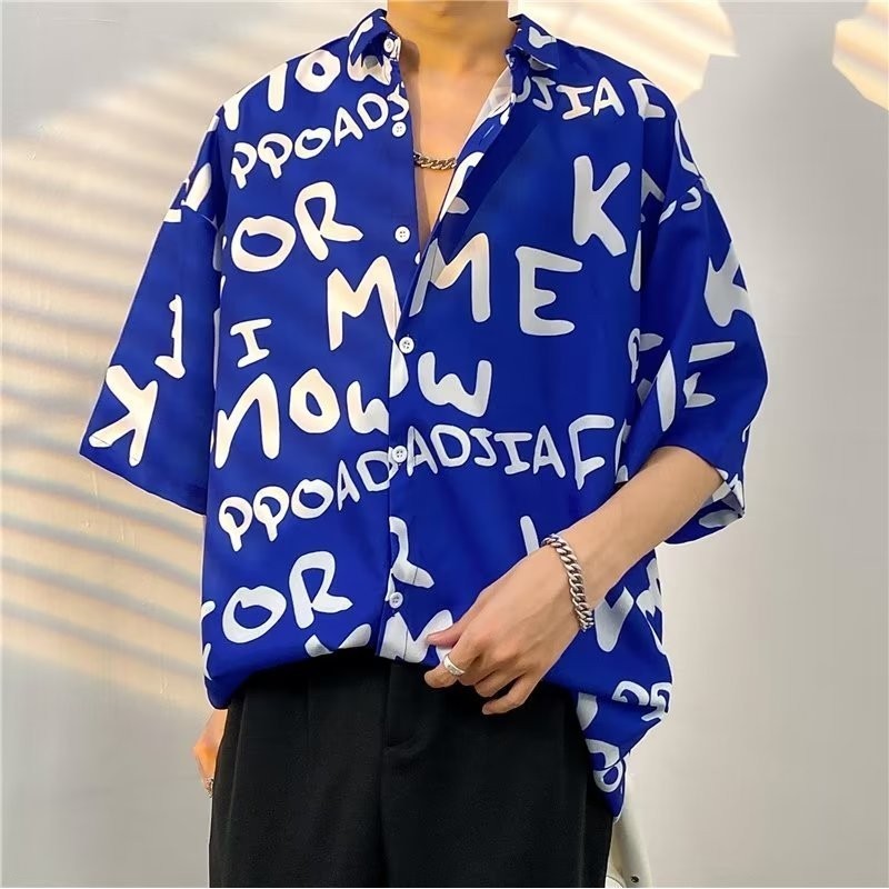 เสื้อแขนสั้นหลายสไตล์สําหรับชายหนุ่มและผู้หญิงใหม่retroฮ่องกงรสหลวมแนวโน้มเสื้อแจ็คเก็ตเสื้อแฟชั่นtie-inสั้นspolo Collarดอกไม้ครึ่งแขนShi