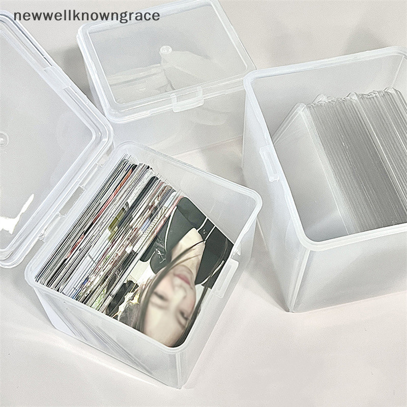 Newwellknowngrace Photocards กล่องเก็บสติกเกอร์โปร่งใส Korea Idol Card Holder Desk Storage Organizer การจําแนกกล่องเครื่องเขียน TH