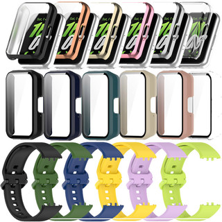 สําหรับ Samsung Galaxy Fit 3 นาฬิกาซิลิโคนกีฬาสร ้ อยข ้ อมือ PC กระจกป ้ องกันหน ้ าจอ TPU กรอบกรณี Protector