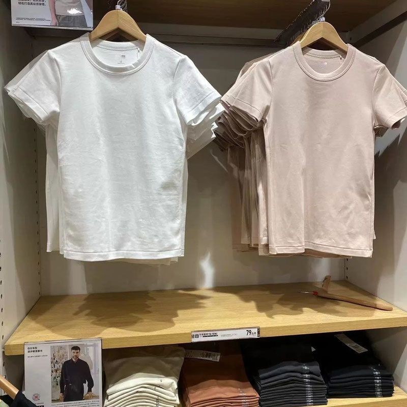 ห ้ องลอง 2024 ฤดูร ้ อน Basic รอบคอแขนสั ้ นสีทึบเสื ้ อยืด Slim-Fit ฐานผู ้ หญิง465754
