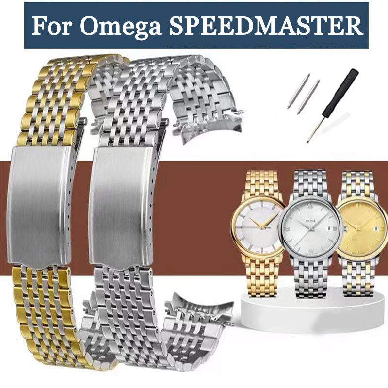 ปลายโค้งสายนาฬิกาสแตนเลสสําหรับ Omega Seamaster SPEEDMASTER De Ville 18 มม.19 มม.20 มม.9 ลูกปัดนาฬิก