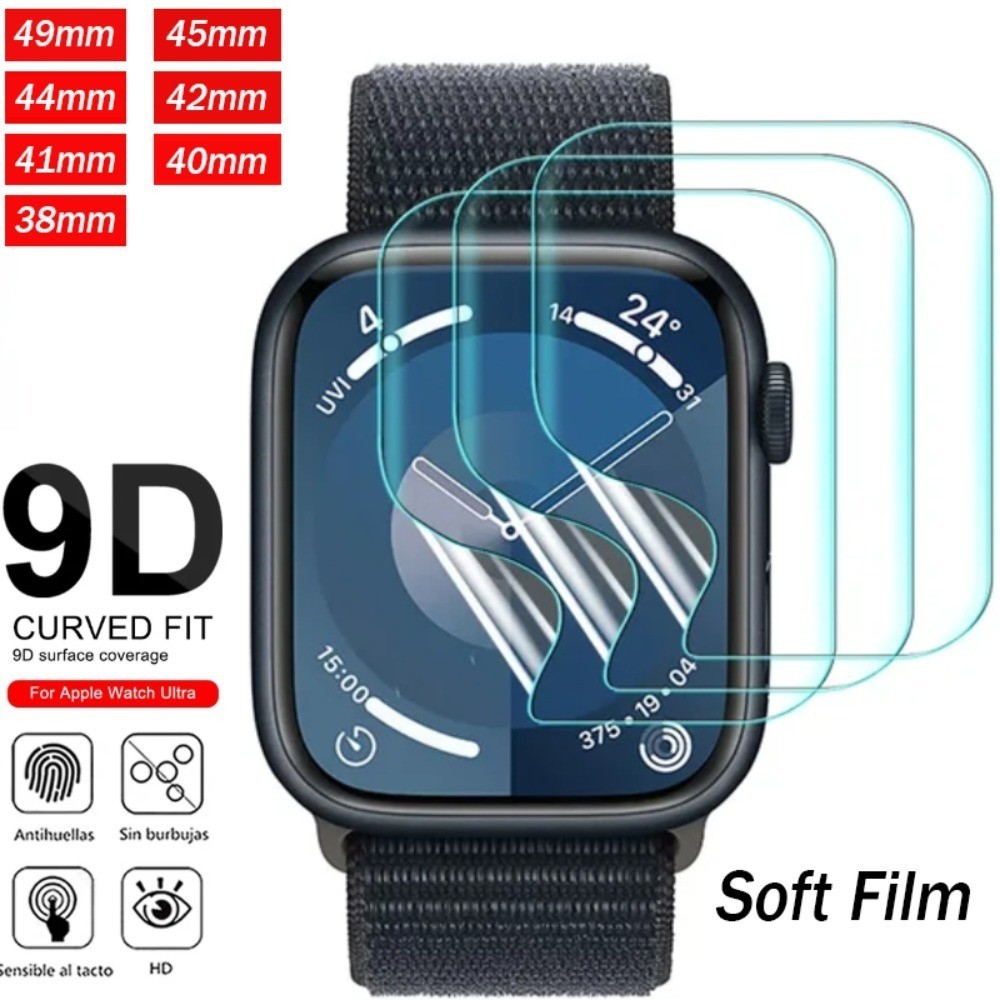 ฟิล์ม Hydrogel แบบนุ่มสําหรับ Apple Watch Ultra 49 มม.ป้องกันหน้าจอสําหรับ iWatch Series 10 9 8 7 SE 6 5 4 3 45 มม.41 มม.44 มม.40 มม.46 มม.