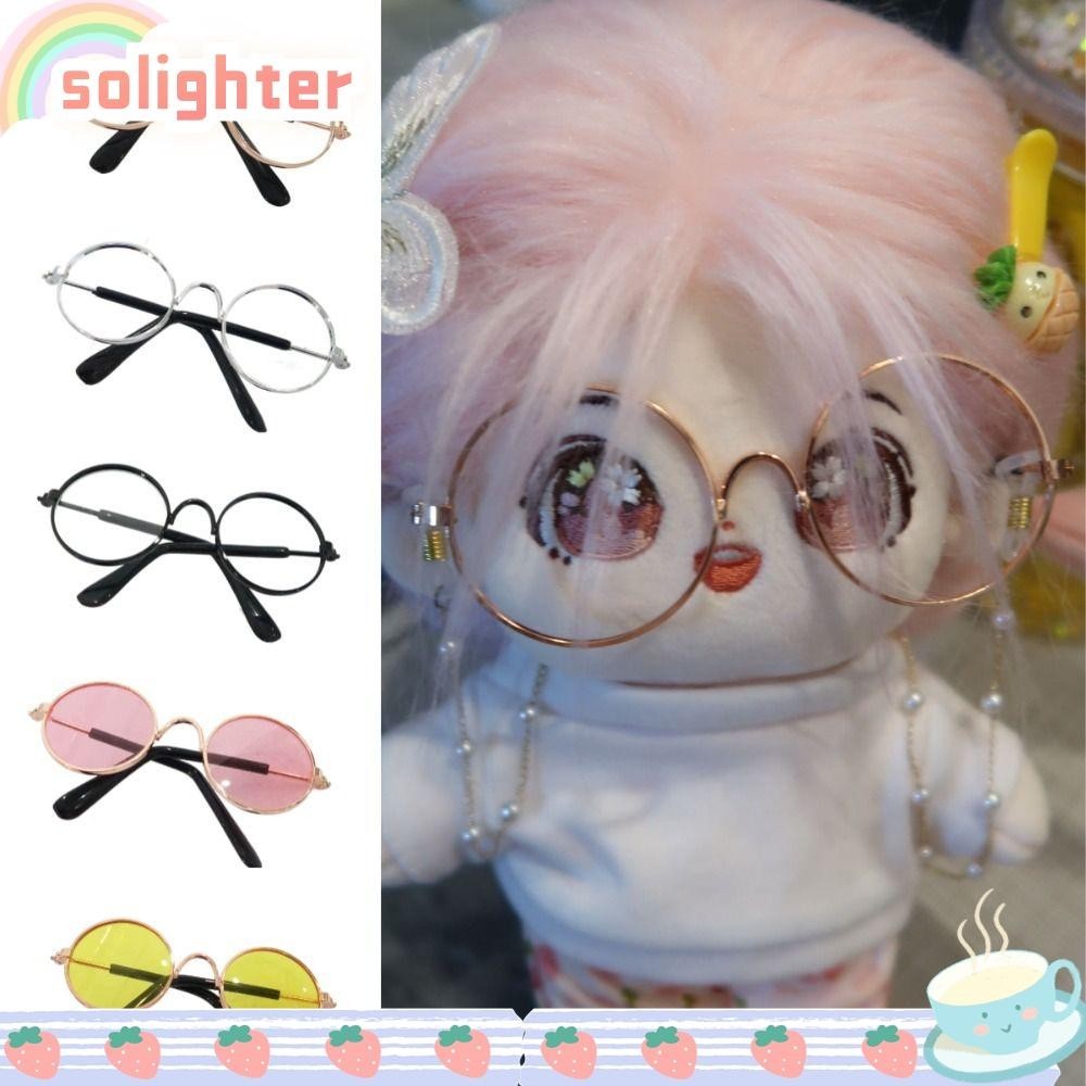 Solighter แว่นตากรอบกลม, ของเล่นเปลี่ยนได้ 10 ซม. แว่นตา, เทรนด์ 10 ซม. หลายสีขนาดเล็กแว่นตาตุ๊กตาไอดอล